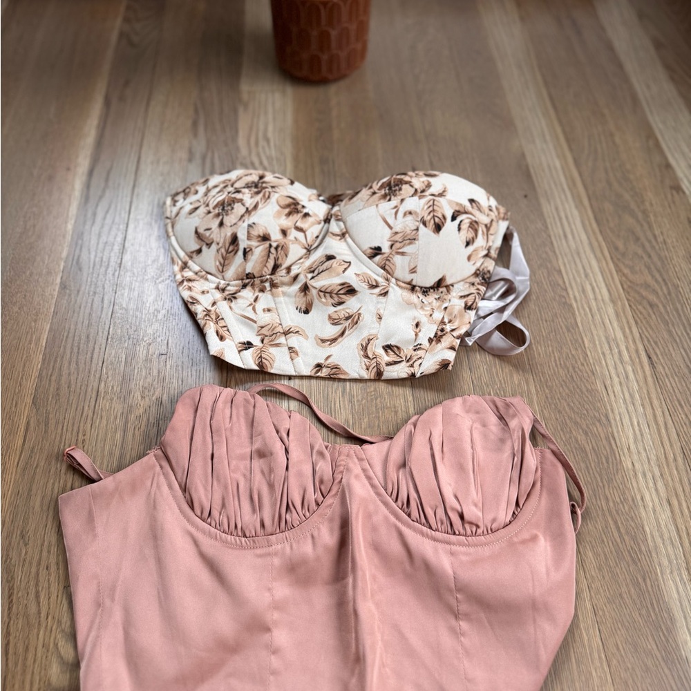Floral and Pink Bustier Tops